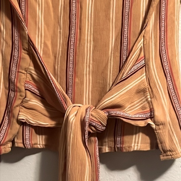 ANA Mustard Striped Blouse Size S 282 - Picture 3 of 6